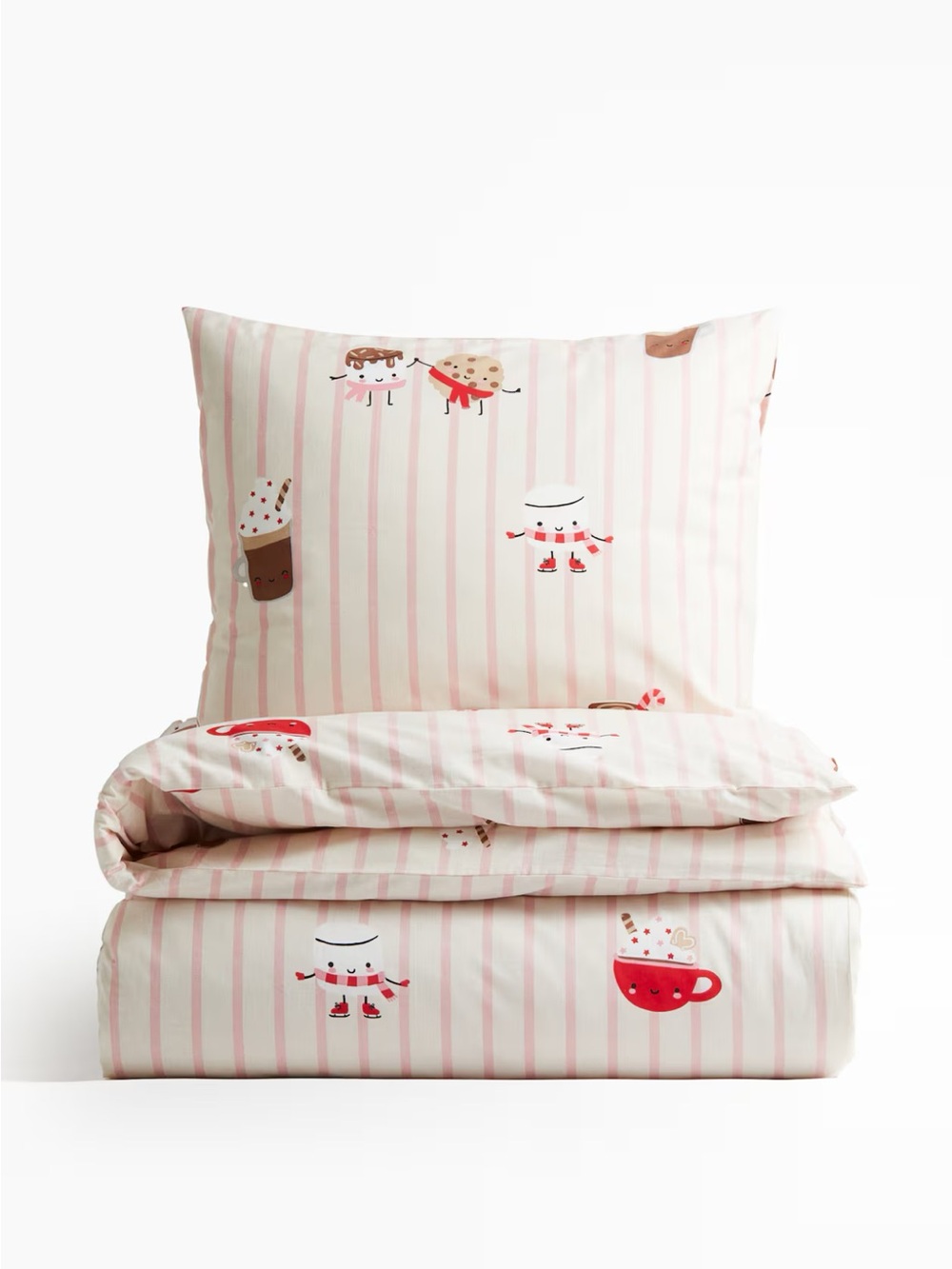 H&M Pink and Red Striped Hot Cocoa Kids Duvet Cover